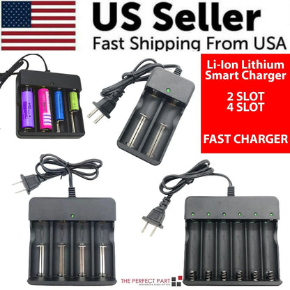 Li-Ion Lithium Smart Charger 3.7V 2 4 6 Slot for 16340/14500/26650 RCR123 USA A+