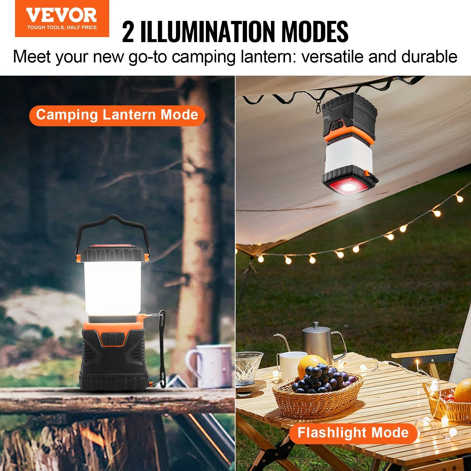 VEVOR LED Camping Lantern Battery Powered All-In-One for Exceptional Experience