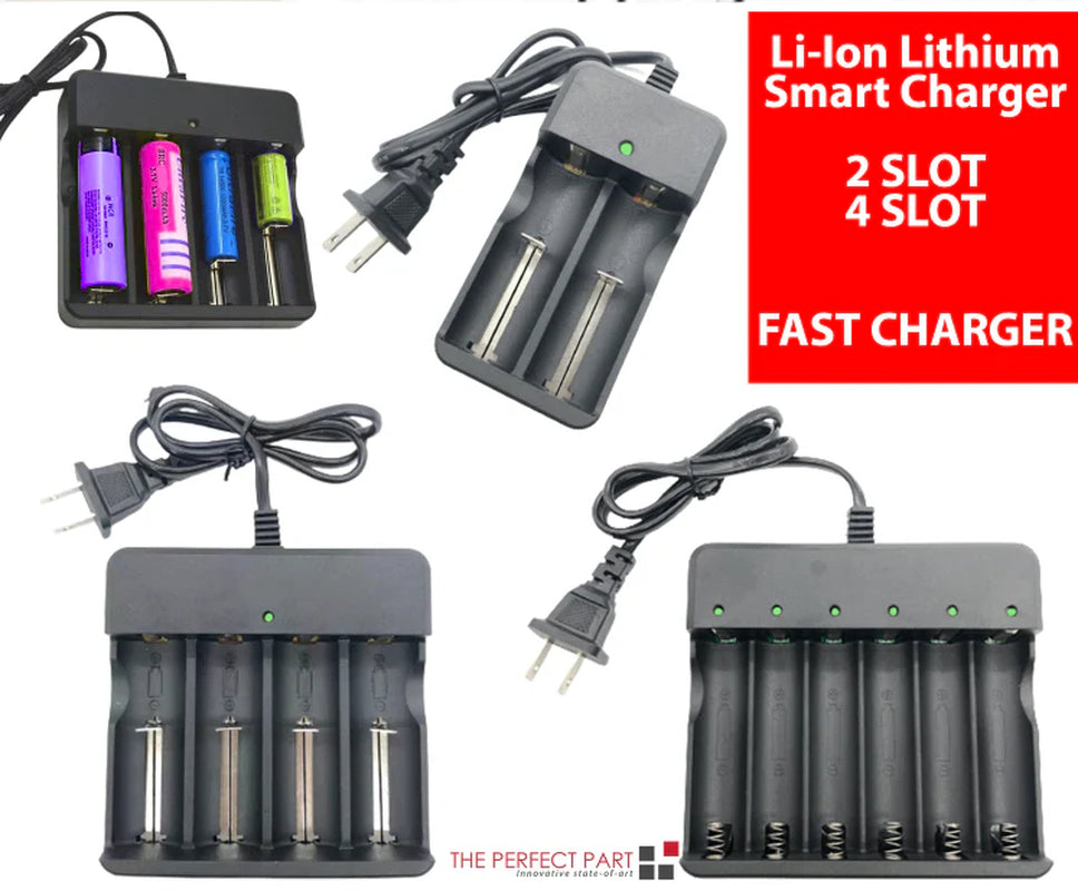 Li-Ion Lithium Smart Charger 3.7V 2 4 6 Slot for 16340/14500/26650 RCR123 USA A+