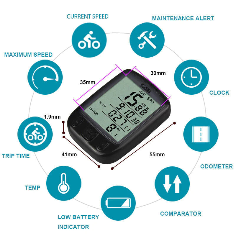 Bike Bicycle Speedometer Cycle Digital Odometer Computer Waterproof LCD Wireless